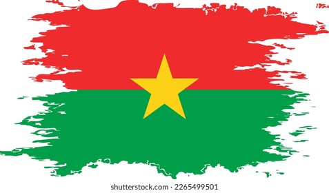 Burkina Faso-Fahne, farbige Grunge-Bürste, Vektorgrafik