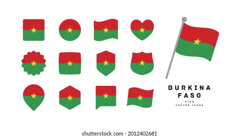 Burkina Faso flag icon set vector illustration