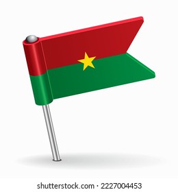 Burkina Faso flag map pointer layout. Vector illustration.