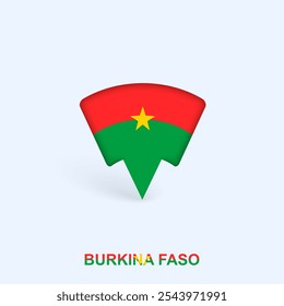 Burkina Faso Flag Map Pointer Design with Shadow. Vector illustrator.
