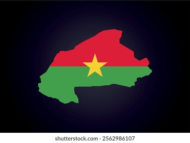 Burkina Faso flag and map vector.
