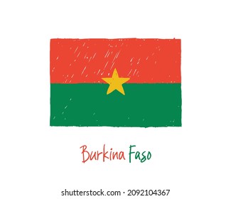 Burkina Faso Flag Marker or Pencil Color Sketch 