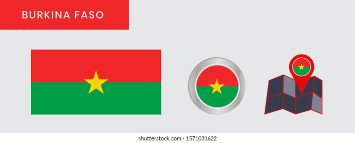 Burkina faso flag in official color, embed map, as the original