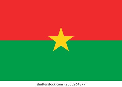 Burkina Faso flag in official colors, dimensions and aspect ratio. Vector flag symbolizing national pride, identity, heritage, patriotism and authority