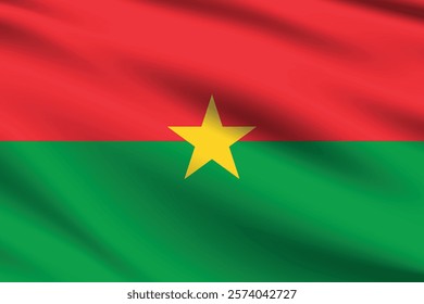 Burkina Faso flag official colors and proportion digital vector illustration. Pleated flag.