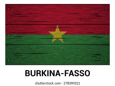 Burkina Faso flag on wood texture background - vector illustration