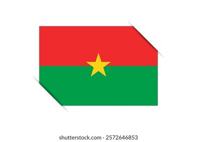 Burkina Faso flag - rectangle colorful flag representing a country cultural identity and heritage. The essence of national pride and unity. Attached by the corners in a paper album