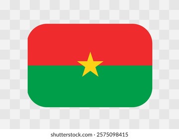 Burkina Faso flag - rounded rectangle colorful flag representing a country cultural identity and heritage. The essence of national pride and unity. Vector flag on transparent background.