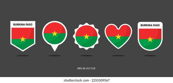 Burkina Faso Flag Set Vector Illustration. Good Used for Sticker, Logo, Icon, Clipart, Etc - EPS 10 Vector