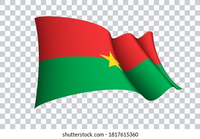 Burkina Faso flag state symbol isolated on background national banner. Greeting card National Independence Day of the Republic of Burkina Faso. Illustration banner with realistic state flag.