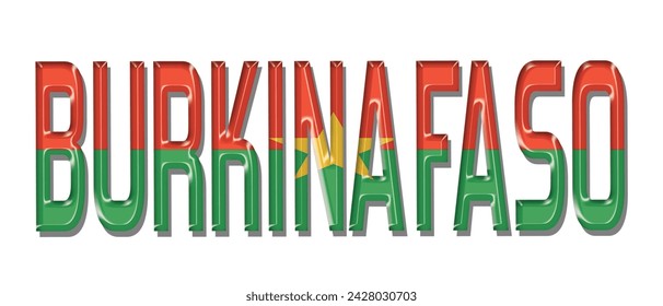 Burkina Faso flag text font, 3D Burkina Faso flag colorful background, Burkina Faso flag vector illustration