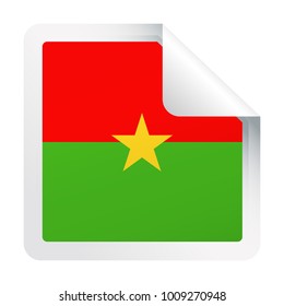 Burkina Faso Flag Vector Square Corner Paper Icon - Illustration