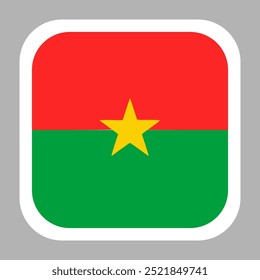 Burkina faso Flag Vector Stock Illustration Design Template. Rounded Square Shape.