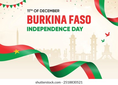 Burkina-Faso-Flagge auf Skyline-Hintergrund. Independence Day Concept Design Vektorgrafik.