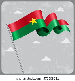 Burkina Faso flag wavy abstract background. Vector illustration.