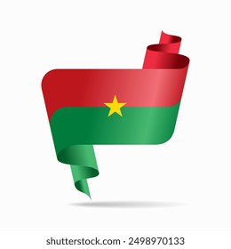 Burkina Faso flag wavy ribbon background. Vector illustration.