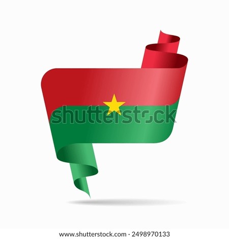 Burkina Faso flag wavy ribbon background. Vector illustration.