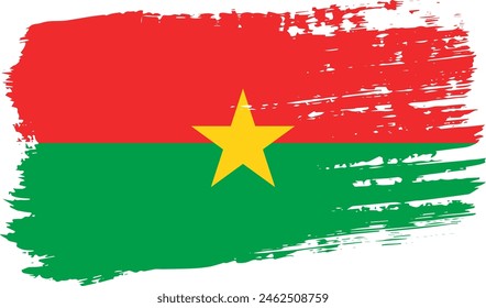 Bandera de Burkina Faso, pincelada ancha sobre fondo transparente, Vector.