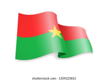 Burkina Faso flag in the wind. Flag on white background vector illustration