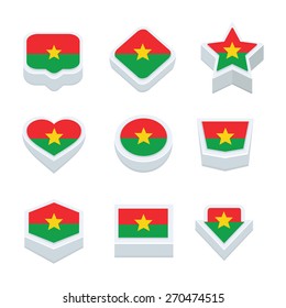 burkina faso flags icons and button set nine styles