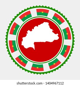 Burkina Faso flat stamp. Round logo with map and flag of Burkina Faso. Vector illustration.
