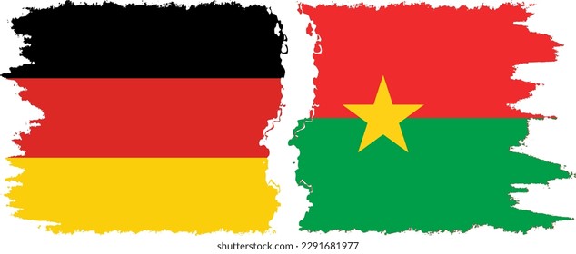 Verbindung mit Burkina Faso und Deutschland mit Grunge-Flaggen, Vektorgrafik