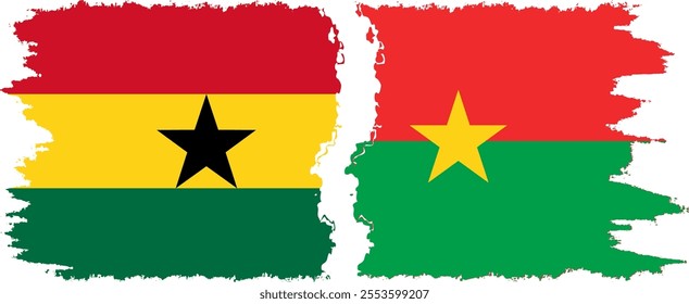 Burkina Faso and Ghana grunge flags connection, vector