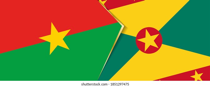 Burkina Faso und Grenada Flaggen, zwei Vektorfahnen Symbol für Beziehung oder Konfrontation.