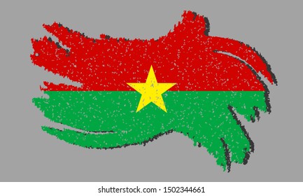 Burkina Faso grunge flag, Burkina Faso flag with shadow, vector illustration
