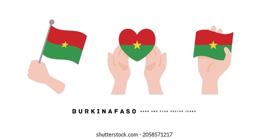 [Burkina Faso] Hand and national flag icon vector illustration