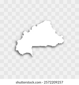 Burkina Faso high detailed vector representation of country silhouette. White color on transparent background with dropped shadow. For educational, decorative, or informational use.