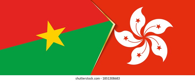 Burkina Faso and Hong Kong flags, two vector flags symbol of relationship or confrontation.
