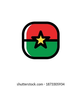 Burkina Faso Icon, National Flag Square Symbol.