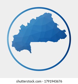 Burkina Faso icon. Polygonal map of the country in gradient ring. Round low poly Burkina Faso sign. Vector illustration.