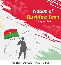 Burkina Faso Independence Day Post Design. August 5th, the day when Burkinabé made this nation free. Suitable for national days. Perfect concepts for social media posts, greeting cards, covers, banner