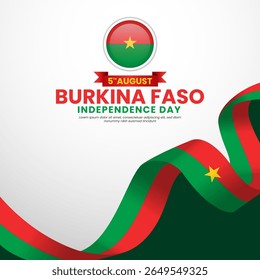 Burkina faso independence day Square banner background with waving ribbon flag