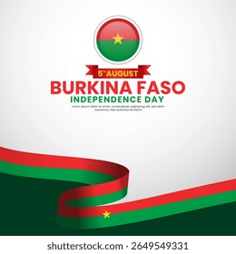 Burkina faso independence day Square banner background with waving ribbon flag