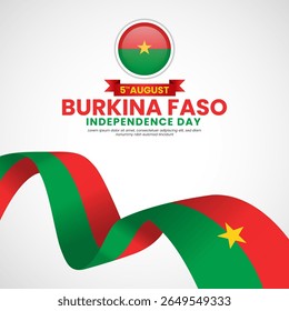 Burkina faso independence day Square banner background with waving ribbon flag
