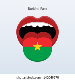 Burkina Faso language. Abstract human mouth. Vector illustration.