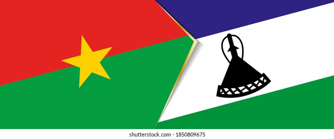Burkina Faso and Lesotho flags, two vector flags symbol of relationship or confrontation.