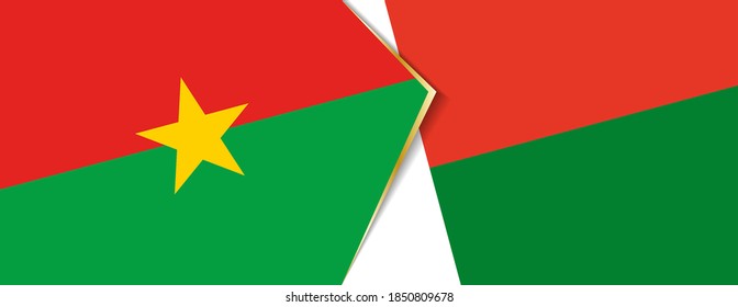 Burkina Faso and Madagascar flags, two vector flags symbol of relationship or confrontation.