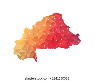Burkina Faso Map - Abstract geometric rumpled triangular low poly style gradient graphic on white background , line dots polygonal design for your . Vector illustration eps 10.