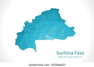 Burkina Faso Karte Abstrakte geometrische, abgerundete dreieckige Farbverlauf-Grafik mit Low-Poly-Stil auf weißem Hintergrund