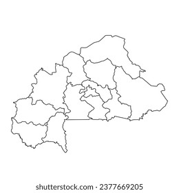 Burkina Faso map with administrative divisions. Vector illustration.