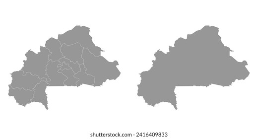 Burkina Faso map with administrative divisions. Vector illustration.