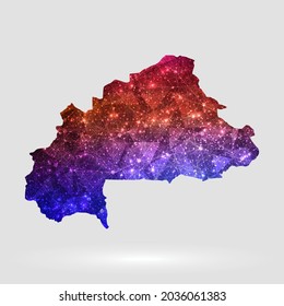 Burkina Faso Kartenhintergrund im polygonalen Stil. Vektorgrafik Low-Poly-bunter Burkina Faso Karte von einzeln. Vektor EPS10.
