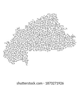 Burkina Faso map from black pattern of the maze grid. Vector illustration.
