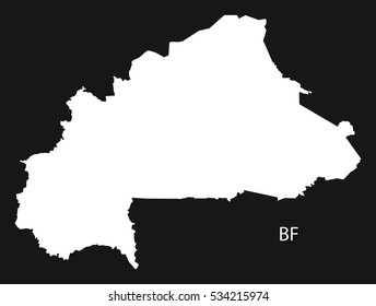 Burkina Faso Map black and white illustration