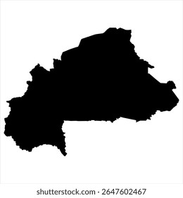 Burkina Faso Map - black World Map International vector template with High detailed isolated on white background - Vector