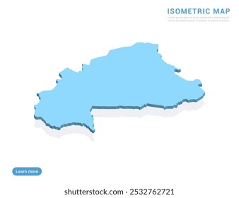 Burkina Faso map blue on white background with isometric vector.
